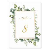 ボタニカル結婚グリーン金ゴールドグリッターナンバー8、 テーブルナンバー (正面)