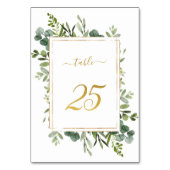 ボタニカル結婚グリーン金ゴールドグリッター番号25、 テーブルナンバー (裏面)