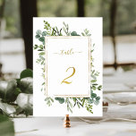 ボタニカル結婚グリーン金ゴールドグリッター番号2、 テーブルナンバー<br><div class="desc">表2.利用可能な番号をすべて確認する。 |この結婚表の番号は水の色のユーカリプスの緑と緑のグリッターと金ゴールドの長方形の枠と文字と数とを備えたを特徴としている。このデザインの高度なカスタマイズについてクリックは、上の青いデザインツールボタンをクリックして下さい。</div>