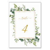 ボタニカル結婚グリーン金ゴールドグリッター番号4、 テーブルナンバー (正面)