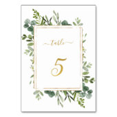 ボタニカル結婚グリーン金ゴールドグリッター番号5、 テーブルナンバー (正面)