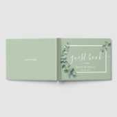 ボタニカル結婚スエレガントセージグリーンゲストブック ゲストブック (全面)