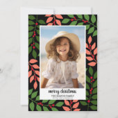 ボタニカル縁どコーラルブラック – 垂直フォト シーズンカード (正面)