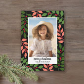 ボタニカル縁どコーラルブラック – 垂直フォト シーズンカード