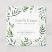 ボタニカル縁どセージグリーンスクエアビジネスカード スクエア名刺 (正面)