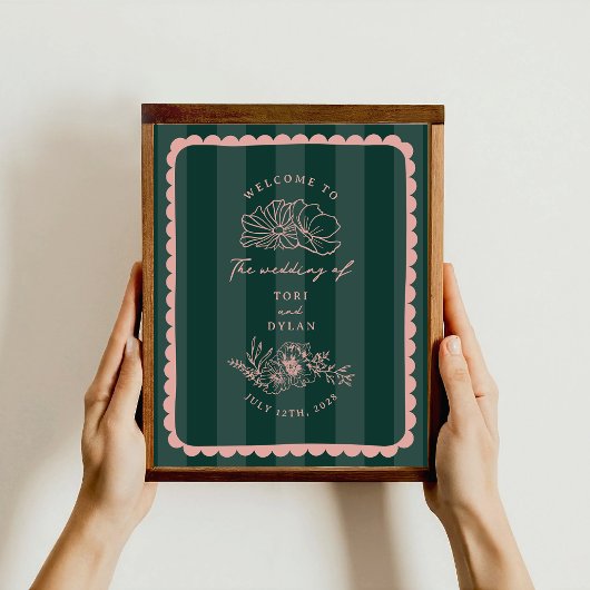 ボタニカル縁どホックストライプド結婚・ ポスター