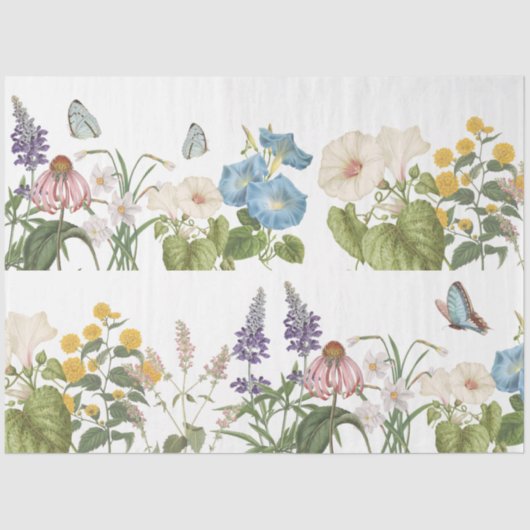 ボタニカル縁どワイルドフラワーと蝶の切り離 薄葉紙 (正面)