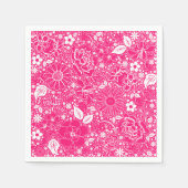 ボタニカル美しいブライトピンク – 紙パーティーナプキン スタンダードカクテルナプキン (正面)