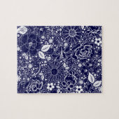 ボタニカル美しいブルー ジグソーパズル (横)