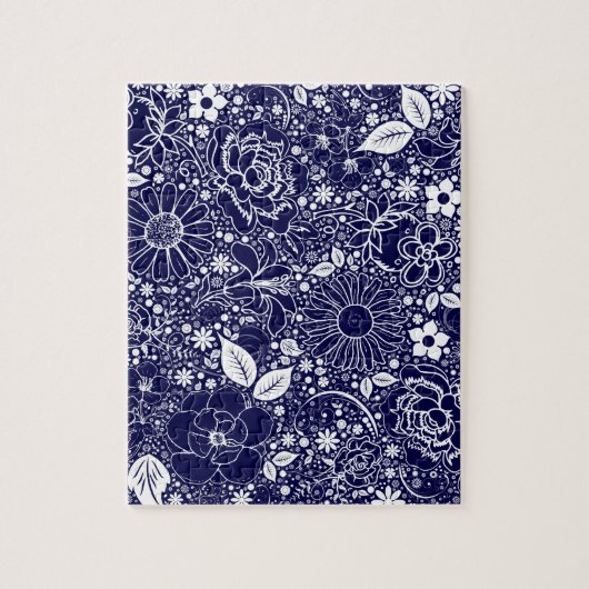 ボタニカル美しいブルー ジグソーパズル (縦)