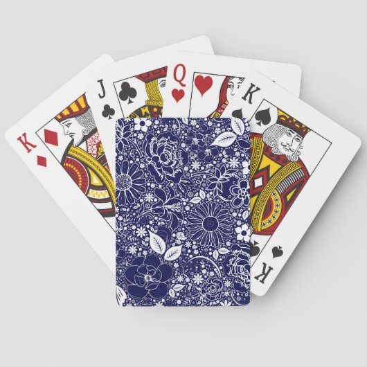 ボタニカル美しいブルー トランプ (裏面)