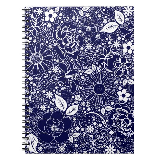 ボタニカル美しいブルー ノートブック (正面)