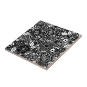 ボタニカル美しい白黒 タイル (側面)