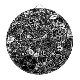 ボタニカル美しい白黒 ダーツボード