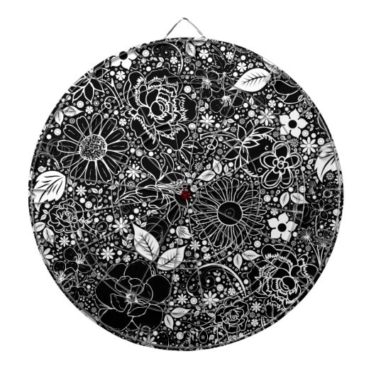 ボタニカル美しい白黒 ダーツボード (正面)