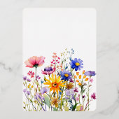 ボタニカル美しい結婚ワイルドフラワーズ詳細 箔招待状 (裏面)