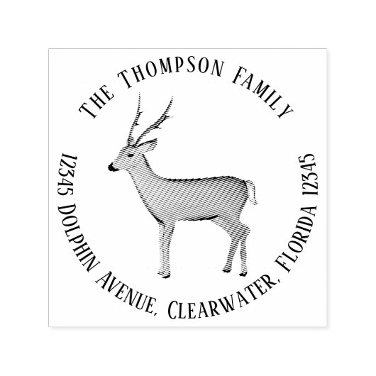 ボタニカル自然ウッドランドディアー差出人住所 セルフインキングスタンプ (デザイン)