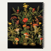 ボタニカル花模様マッシュルームブラックノートブック プランナー手帳 (裏面)