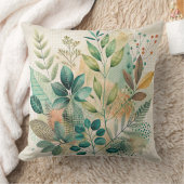 ボタニカル葉コラージュ装飾用クッション クッション (ブランケット)