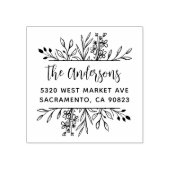 ボタニカル葉フレームファミリ名差出人住所 ラバースタンプ (インプリント)