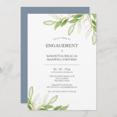 ボタニカル葉婚約パーティ招待状 (正面/裏面)