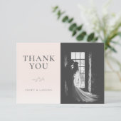 ボタニカル赤面ピンクフラットサンキューカード サンキューカード (スタンド正面)