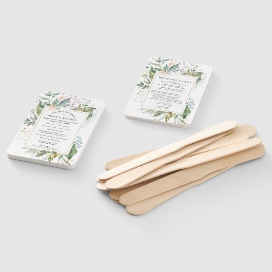 ボタニカル赤面ピンクフローラ結婚式 プログラム ハンドファン (組立なし)