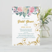 ボタニカル金ゴールドグリッタースワーズブライダルシャワー 招待状 (スタンド正面)