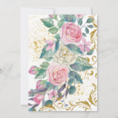 ボタニカル金ゴールドグリッタースワーズブライダルシャワー 招待状 (裏面)