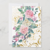 ボタニカル金ゴールドグリッタースワーズ婚約パーティ 招待状 (裏面)