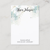 ボタニカル金ゴールドグリーンジュエリーイヤリングディスプレイ 名刺 (正面)