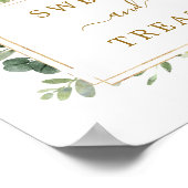 ボタニカル金ゴールドグリーンスイーツ&トリートデザートサイン ポスター (角)