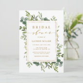 ボタニカル金ゴールドグリーンブライダルシャワー招待 招待状 (スタンド正面)