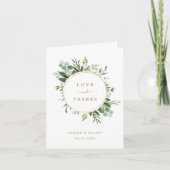 ボタニカル金ゴールドグリーンリーサンキューフォールディングカード カード (正面)