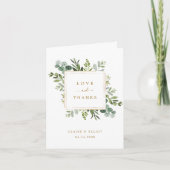 ボタニカル金ゴールドグリーンリーサンキューフォールディングカード カード (正面)