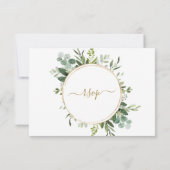 ボタニカル金ゴールドグリーンリースウェディングRSVPカード 出欠カード (裏面)