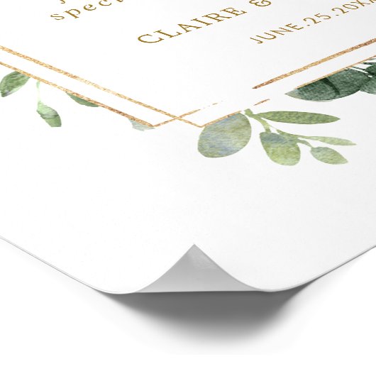 ボタニカル金ゴールドラブズスイートデザートバーサイン ポスター (角)