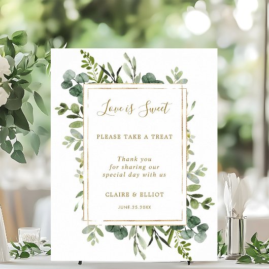 ボタニカル金ゴールドラブズスイートデザートバーサイン ポスター