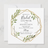 ボタニカル金ゴールド幾何学ブライダルシャワー 招待状 (正面)