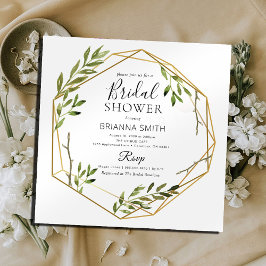 ボタニカル金ゴールド幾何学ブライダルシャワー 招待状