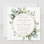 ボタニカル金ゴールド結婚グリーンズスクエア 招待状 (正面)