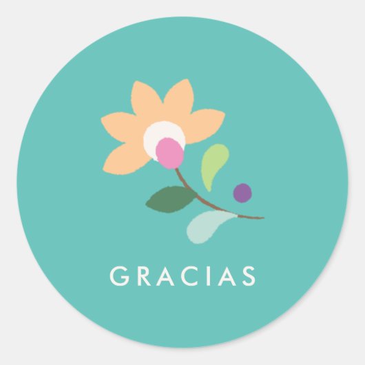 ボタニカル開花シンコデマヨシール – ターコイズ ラウンドシール (正面)