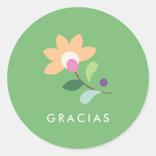 ボタニカル開花シンコデマヨステッカー – ヴェルデ ラウンドシール (正面)
