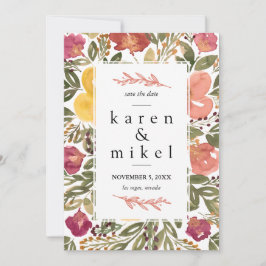 ボタニカル開花絵画ズSave the Date招待状 招待状