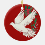 ボタニカル鳩フローラクリスマス セラミックオーナメント (裏面)