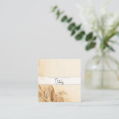 ボタニカル アイボリー クリーム ボヘミアンテクスチャー ディテール スクエア名刺 (スタンド正面)