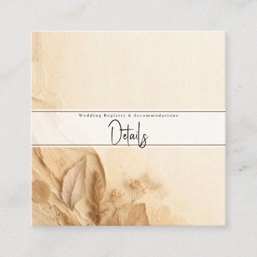 ボタニカル アイボリー クリーム ボヘミアンテクスチャー ディテール スクエア名刺 (正面)