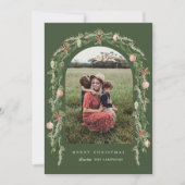ボタニカル アーチ モダン フォト クリスマス ホリデー 招待状 (正面)