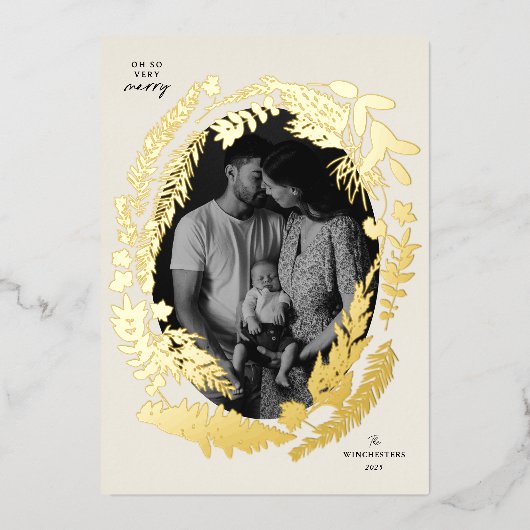 ボタニカル・インプレッションズ・フレーム・クリスマス 箔シーズンカード (正面)