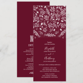 ボタニカル オールインワン バーガンディー 結婚式招待状 招待状